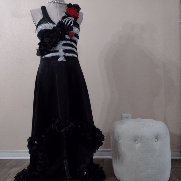 women's high low Halloween Day of the dead dress junior Sz 11 - Picture 1 of 8